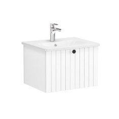 Vitra Root Groove 69352 Lavabo Dolabı, Tek Çekmeceli, 60 Cm, Mat Beyaz, Yuvarlak Lavabolu